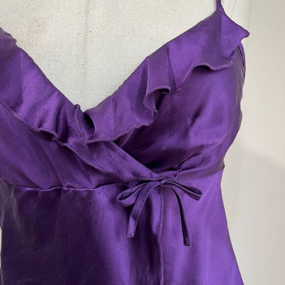 Fredericks of Hollywood Silk Ruffle Tank Top Purple Y2K Camisole Women’s L - Picture 5 of 8